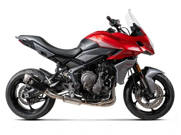 Silenciador Akrapovic titanio recubierto negro con logo grabado para Trident 660