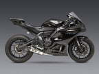 Silenciador Yoshimura R-77 acero inoxidable con detalle de tapa fibra de carbono