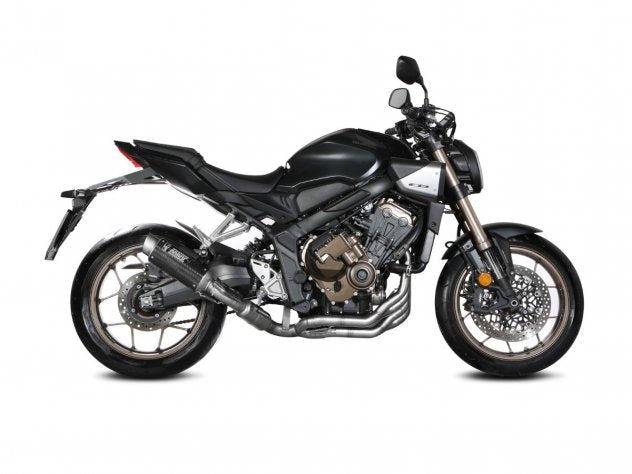 Terminal GP Pro Mivv carbono brillante con logo láser y rejilla protectora Honda CB 650 R