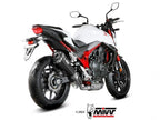 Terminal hexagonal escape Mivv Delta Race con logo láser Honda Hornet