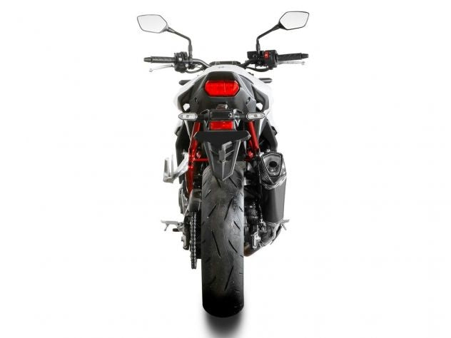 Vista lateral escape Mivv Delta Race carbono brillante CB750 Hornet