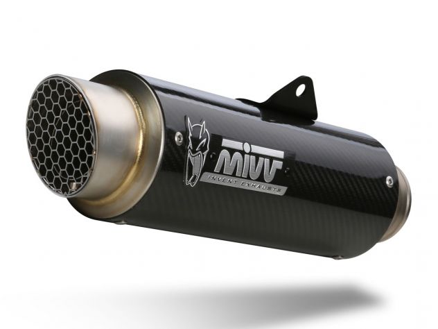 Escape Mivv GP PRO carbono montado en Kawasaki Z 900 con acabado brillante