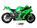 Escape Mivv MK3 Carbono montado en Kawasaki ZX-10R con acabado brillante