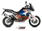 Escape Mivv Speed Edge titanio hexagonal con copa de carbono montado en KTM 1290 Super Adventure