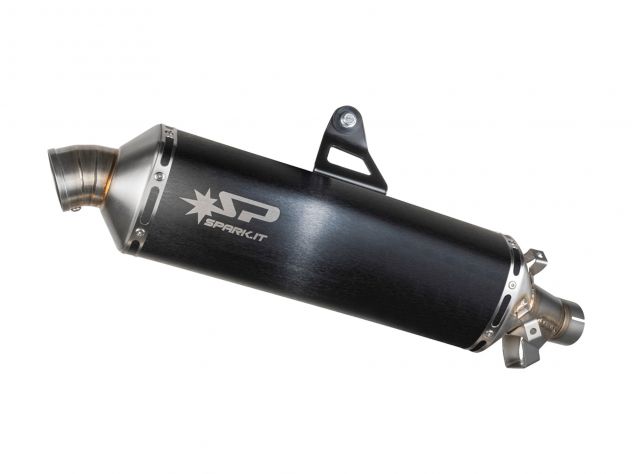 Detalle salida becuccio escape Spark Dakar homologado Euro 5 para Africa Twin ADV Sport