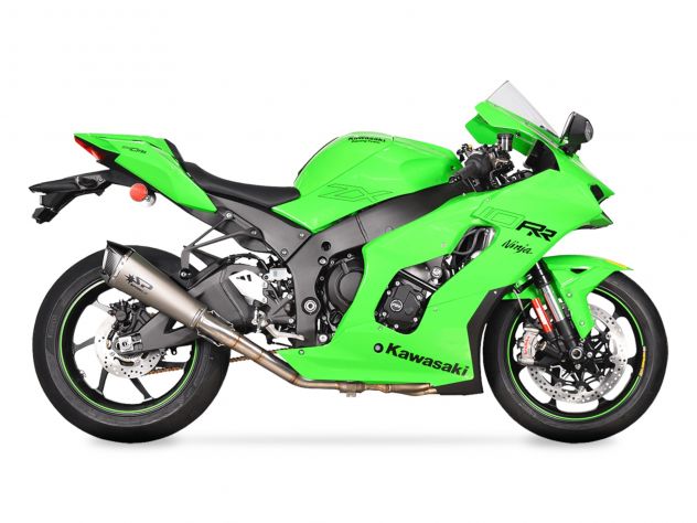 Escape semicompleto Spark Konix titanio para Kawasaki ZX-10R 2021-2024 vista lateral