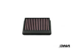 Detalle construcción multicapa algodón y malla metálica filtro DNA CF MOTO