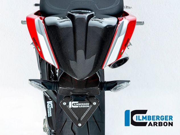 Vista superior tapa asiento carbono Ilmberger Streetfighter V2 tejido visible
