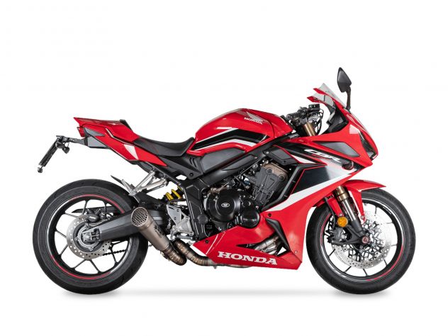 Sistema completo Spark colectores 4-2-1 AISI304 y silenciador Grid-O titanio para Honda CB650R CBR650R 2019-2025