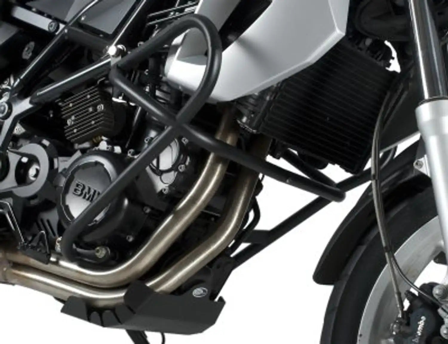Barras de protección R&G Adventure montadas en BMW F800 GS negra vista lateral derecha