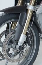 Vista lateral del fork protector R&G instalado en horquilla BMW GS