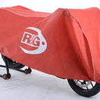 Tope de caída R&G Aero negro montado en chasis Yamaha YZF-R3 mostrando bobina aerodinámica con tapa removible
