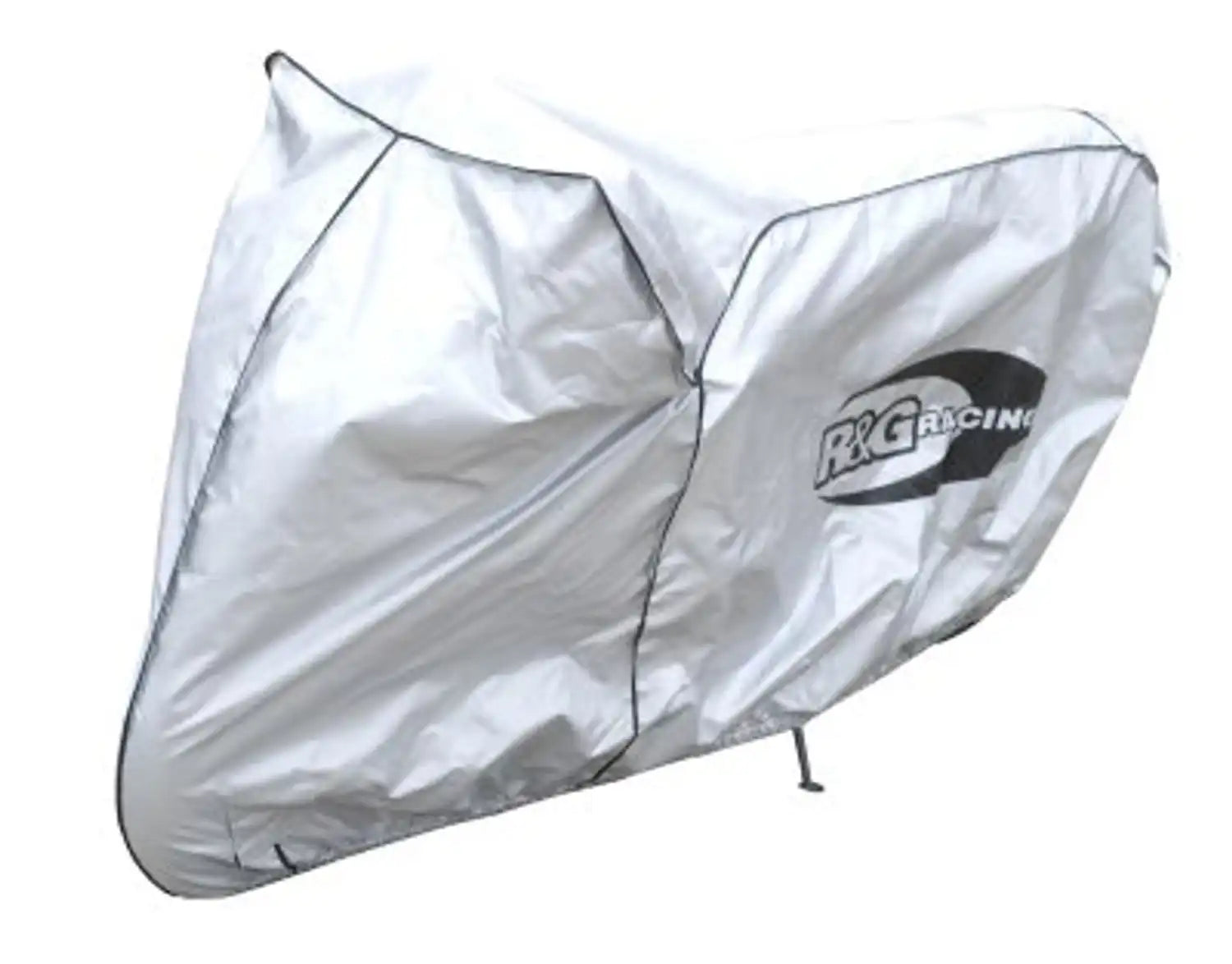 Detalle correa ventral ajustable R&G con hebilla rápida bajo motor de superbike cubierta