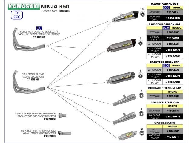 Vista lateral escape Arrow montado en Ninja 650