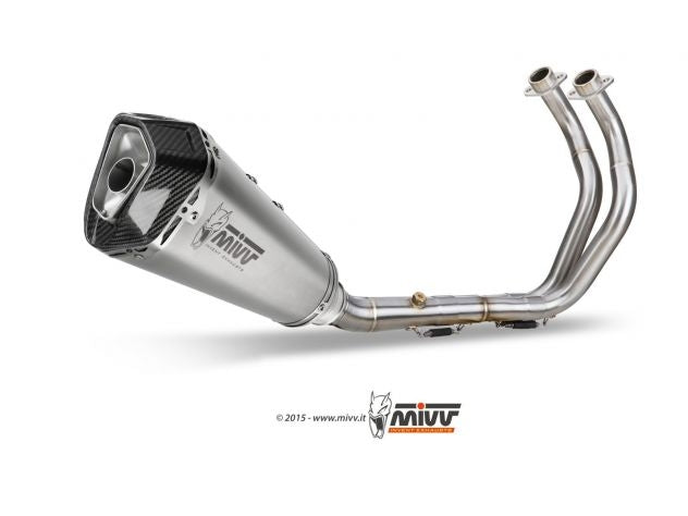 Sistema completo Mivv Delta Race acero inox efecto perla BMW G 310 GS montado