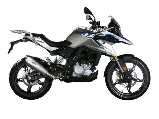 Escape completo Mivv Delta Race acero carbono BMW G 310 GS vista lateral
