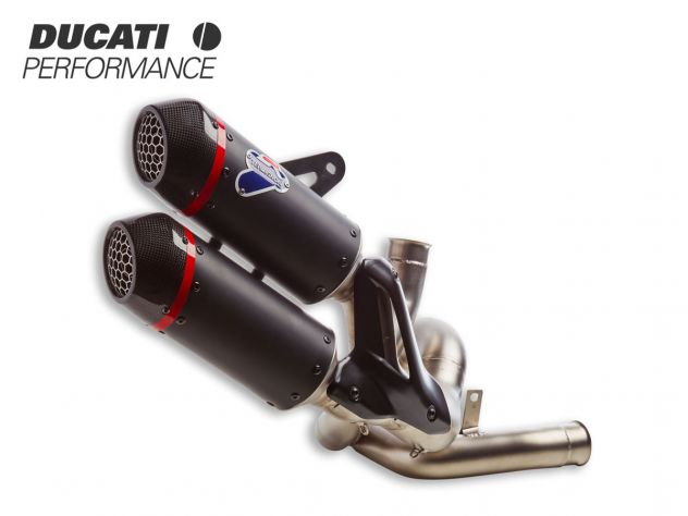 Detalle escape Termignoni slip-on racing Monster 937 SP acabado carbono