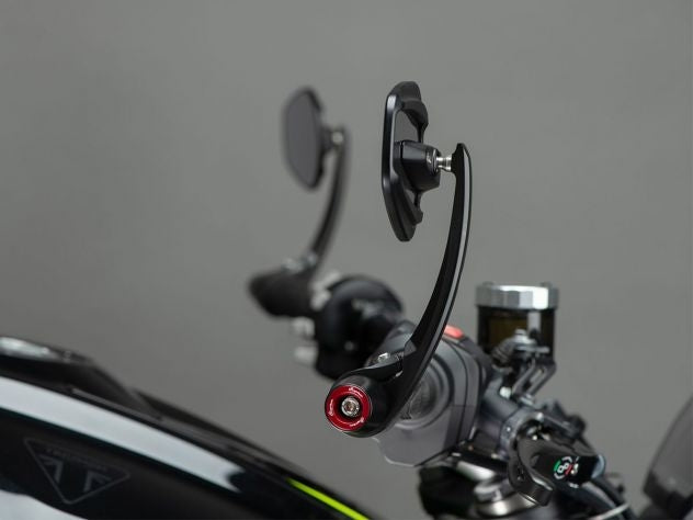 Espejos Lightech rectangulares negro montados en manillar Yamaha MT-10 vista lateral