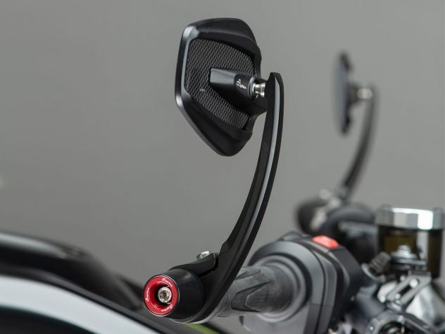 Espejo Lightech aluminio opción montaje invertido bajo manillar configuración racing