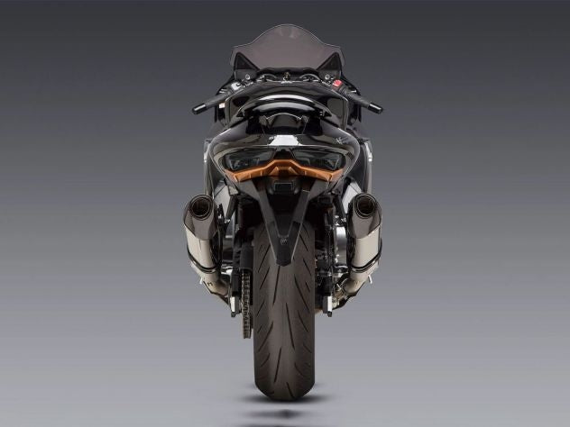 Terminal cónico fibra de carbono Yoshimura R-77 detalle acabado racing