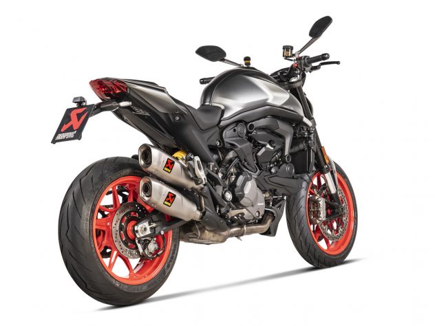 Logo Akrapovic grabado en silenciador titanio para Monster 937 2021-2024