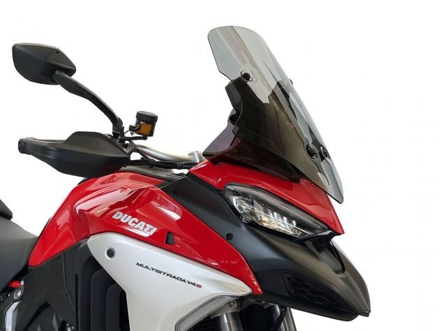 Vista lateral parabrisas ahumado WRS instalado en Multistrada V4S
