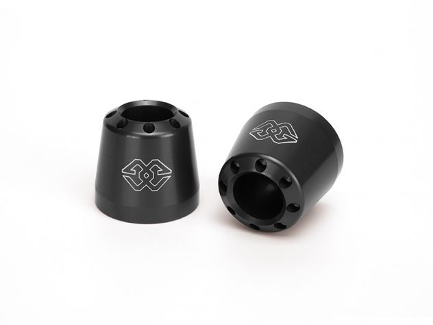 Contrapesos manillar Gilles Tooling Cone CNC anodizado color negro instalados