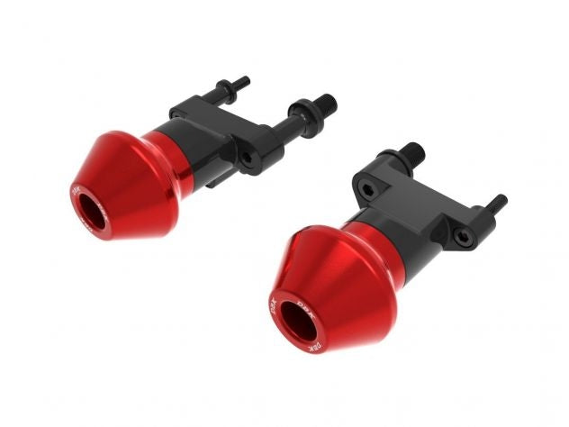 Detalle slider reemplazable Ducabike en protección de chasis Diavel V4, construcción modular