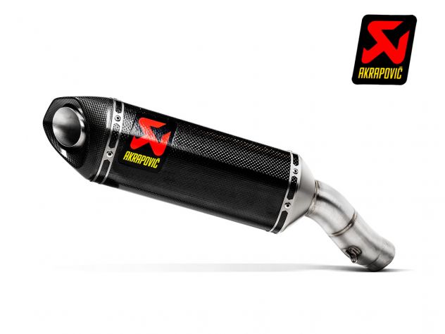 Escape Akrapovic Slip-On carbono Kawasaki ZX-6R instalado completo