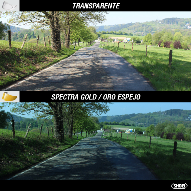 Pantalla Shoei CWR-F2 oro espejo comparativa