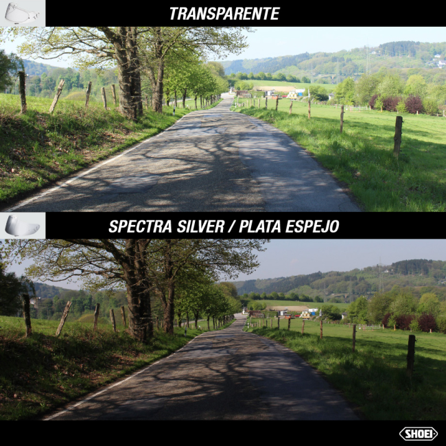 Pantalla Shoei CWR-F2 plata espejo comparativa