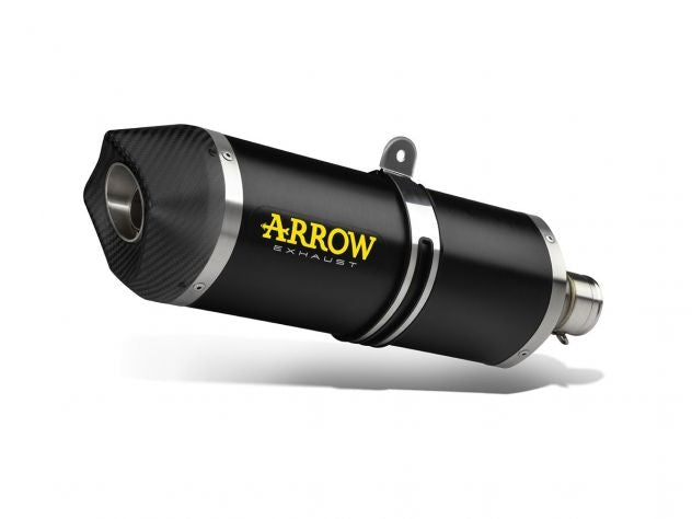 Escape Arrow Race-Tech aluminio Dark con tapa carbono montado en KTM 890 Adventure 2025