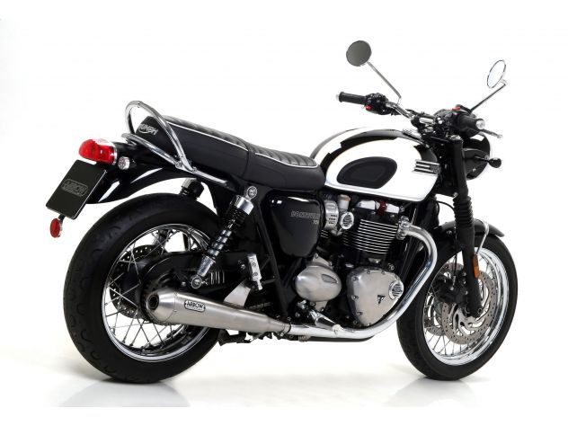 Comparativa visual escape Arrow vs original Triumph Bonneville T120 2016-2018