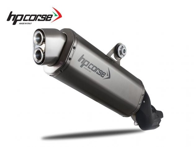 Escape HP Corse 4-Track R acero satinado montado en BMW R 1200 GS Adventure
