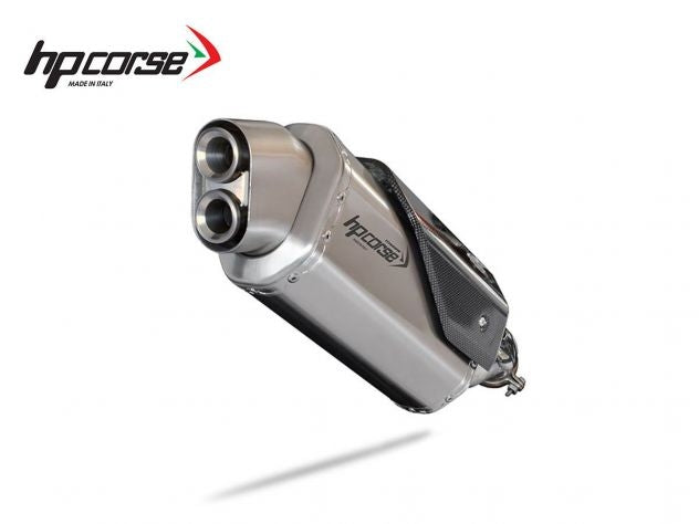 Detalle protector térmico carbono y logo láser HP Corse 4-Track R