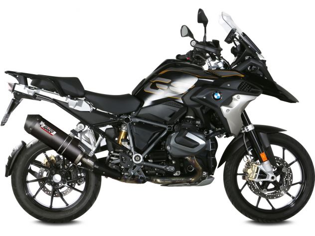 Silenciador Mivv oval fibra carbono R1250GS detalle acabado