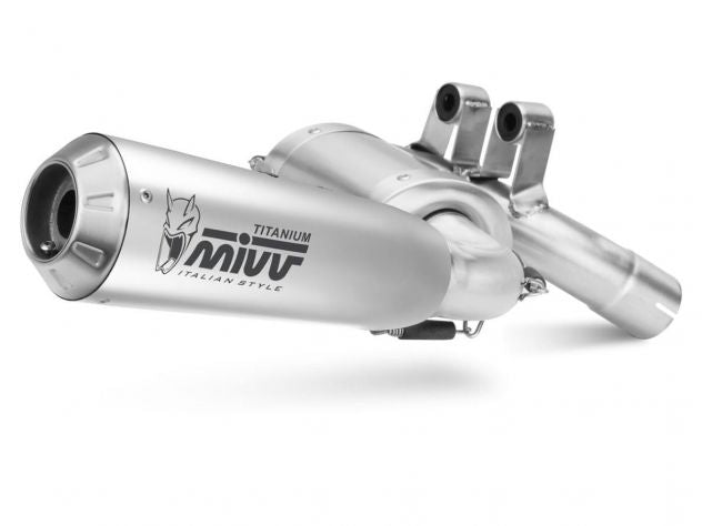 Logo Mivv grabado terminal titanio X-M1 diseño racing MotoGP para BMW F 900 R