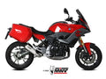 Escape Mivv X-M1 titanio montado en BMW F 900 XR acabado perlado