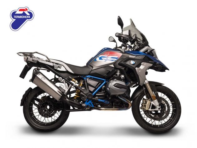 Silenciador Termignoni titanio con trasero carbono R 1200 GS detalle acabado