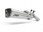Vista lateral escape Mivv Delta Race inox cepillado efecto perla BMW F900R