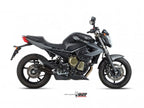 Detalle salida doble escape Mivv Double Gun Black para Yamaha XJ6 homologado