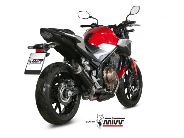 Terminal Mivv GP PRO fibra de carbono con rejilla protectora y soldadura TIG para CB 500 F