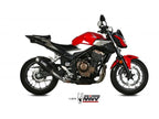 Escape Mivv GP PRO carbono instalado en Honda CB 500 F con acabado brillante y logo láser