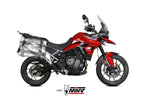 Escape Mivv Oval titanio con copa de carbono montado en Triumph Tiger 900
