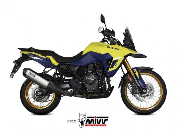 Terminal Mivv Speed Edge con tapa de carbono y protección térmica para V-Strom 800