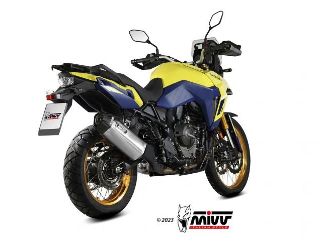 Detalle acabado acero inoxidable y carbono escape Mivv Speed Edge homologado Euro 5