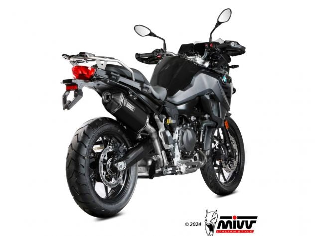 Detalle cuerpo cónico escape Mivv acero inoxidable negro F 800 GS