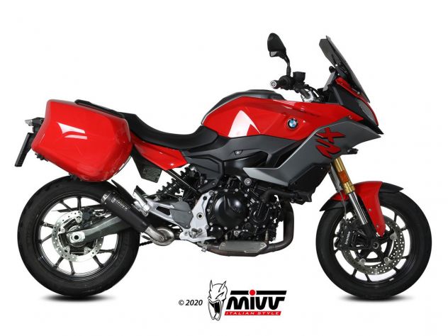 Escape Mivv X-M1 acero inoxidable negro montado en BMW F 900 XR 2024