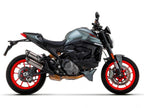 Vista lateral escape Arrow titanio homologado Euro 5 Ducati Monster