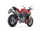 Detalle silenciador racing Arrow 98mm sección redonda Streetfighter V2 S